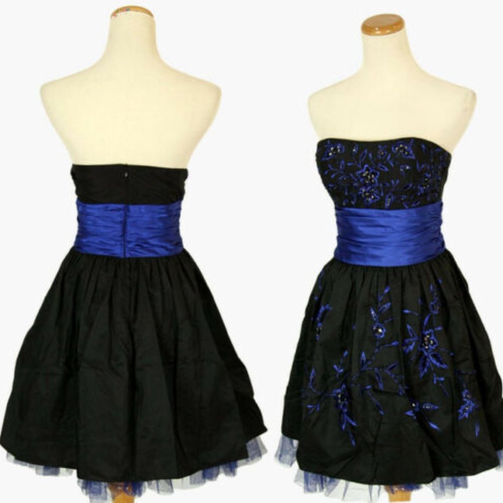 NEW  Morgan & Co $120 Black Blue Short  Prom Dress